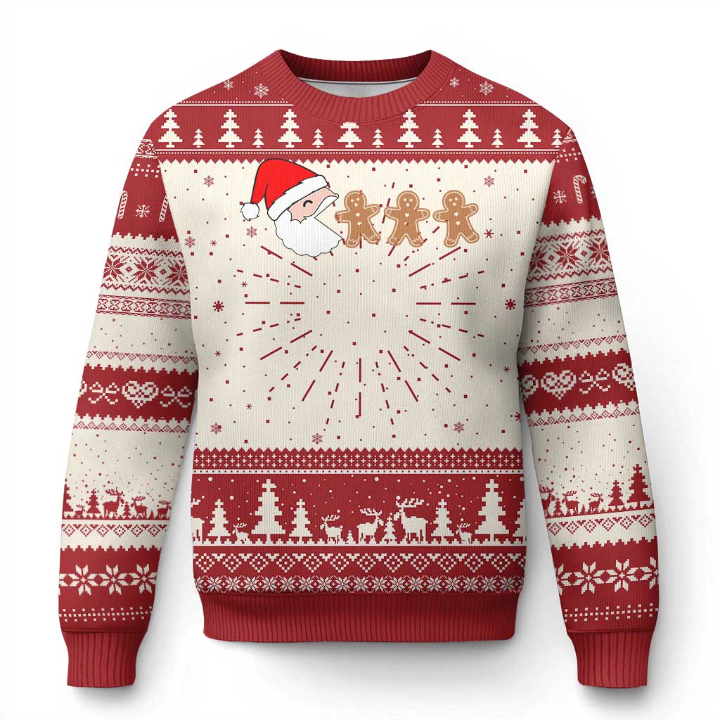 Funny Ugly Christmas Sweater Santa Eating Gingerbread Men Gamer Men Women Kids - Wonder Print Shop