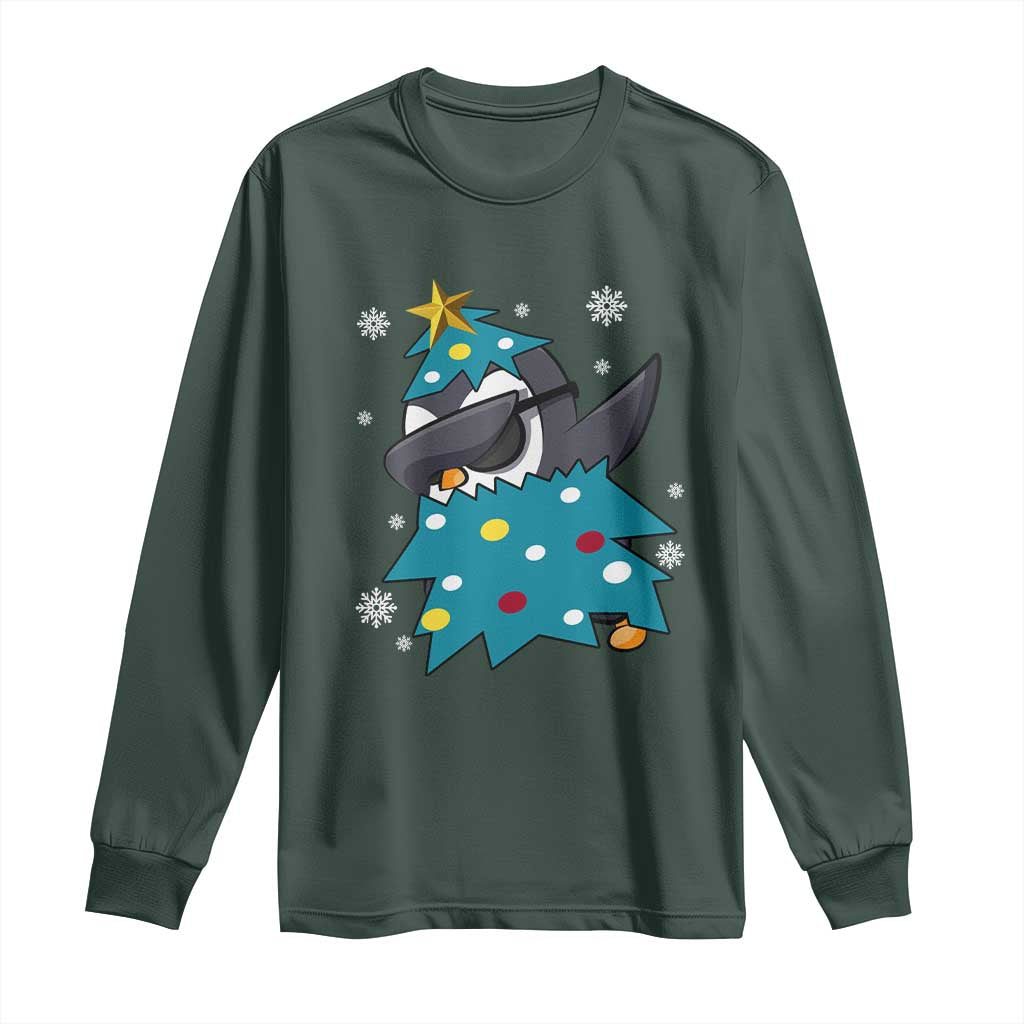 Christmas Penguin Long Sleeve Shirt Funny Animals Xmas Tree Lights Boys Kids