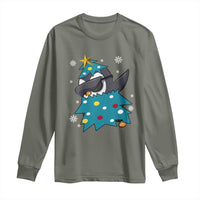 Christmas Penguin Long Sleeve Shirt Funny Animals Xmas Tree Lights Boys Kids