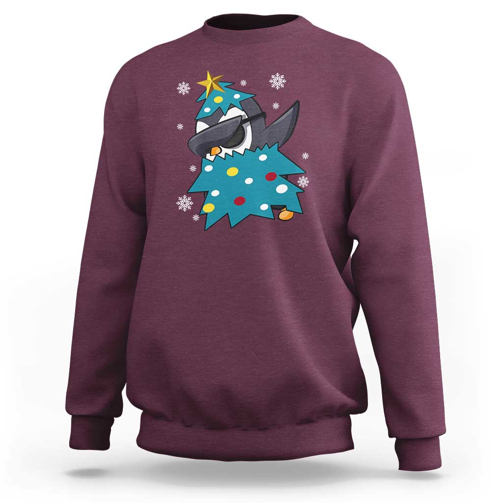 Christmas Penguin Sweatshirt Funny Animals Xmas Tree Lights Boys Kids - Wonder Print Shop