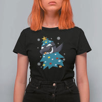 Christmas Penguin T Shirt For Women Funny Animals Xmas Tree Lights Boys Kids - Wonder Print Shop