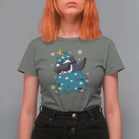 Christmas Penguin T Shirt For Women Funny Animals Xmas Tree Lights Boys Kids - Wonder Print Shop