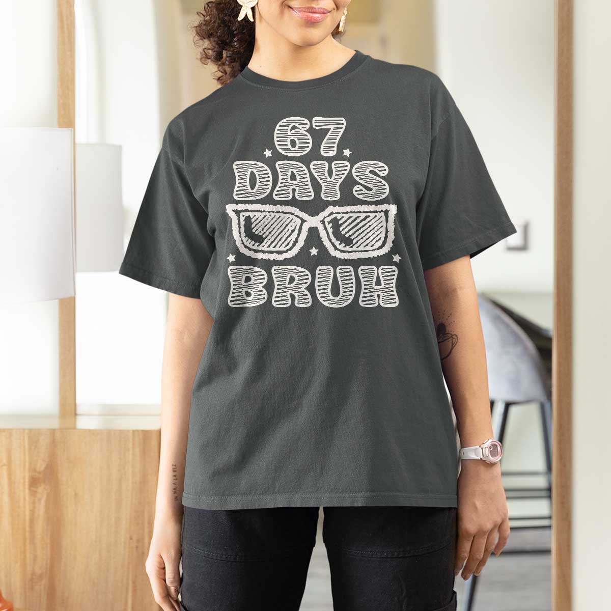 Bruh 67 Days of School T Shirt For Women Funny Six Seven 6 7 Teen Gen Z Alpha Meme Teacher - Wonder Print Shop
