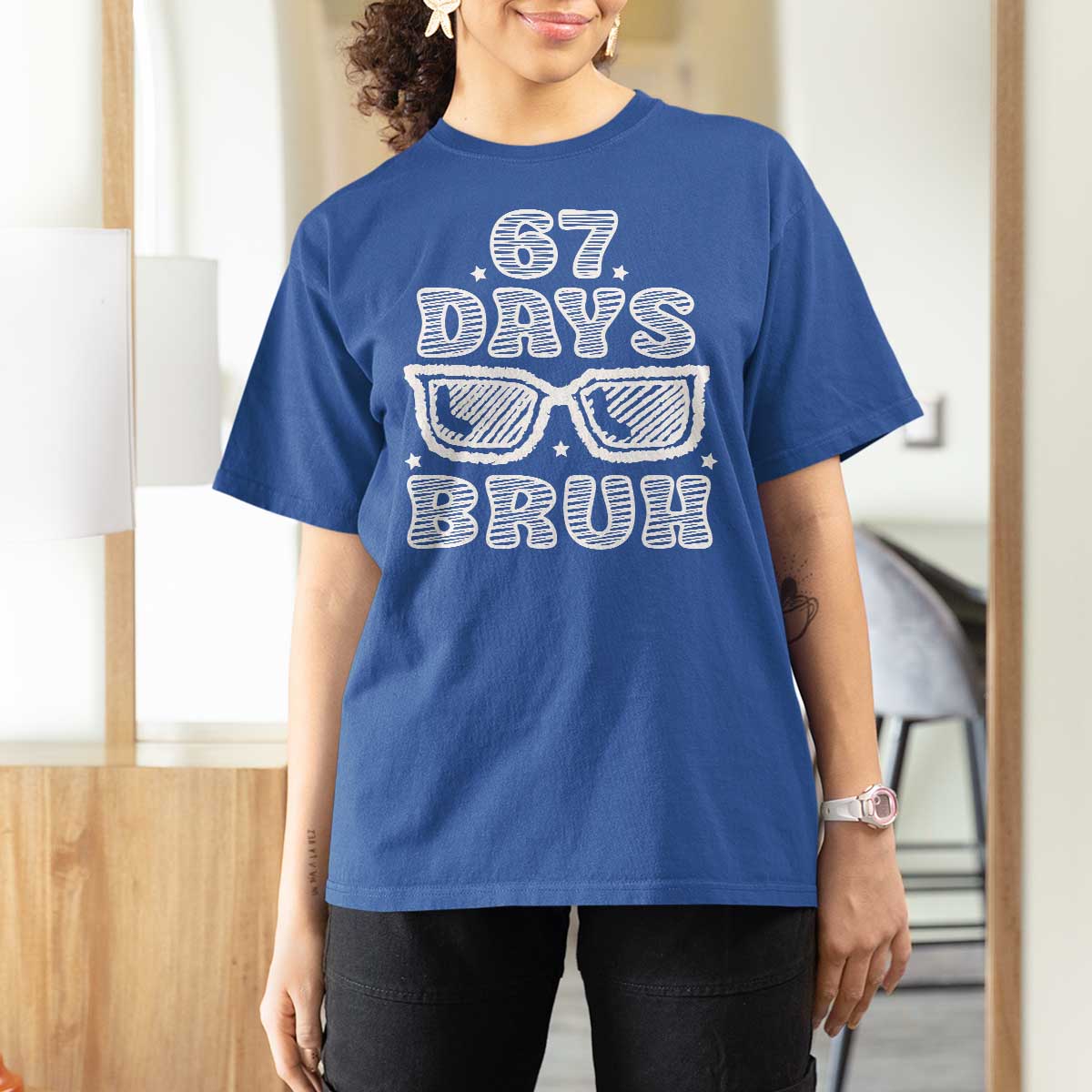 Bruh 67 Days of School T Shirt For Women Funny Six Seven 6 7 Teen Gen Z Alpha Meme Teacher - Wonder Print Shop