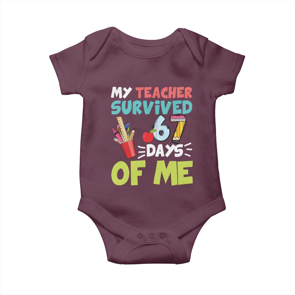 My Teacher Survived 67 Days Of Me Baby Onesie Funny Six Seven Teen Gen Z Alpha Meme - Wonder Print Shop