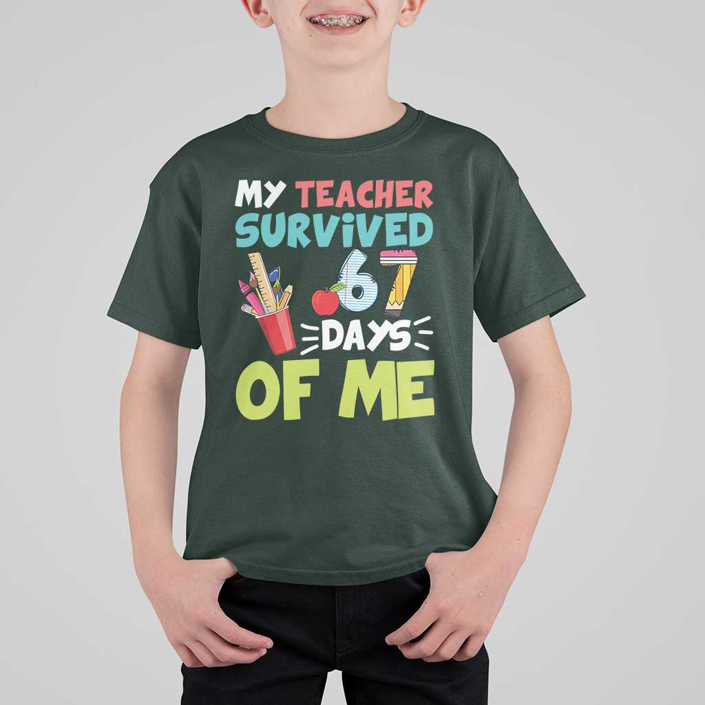 My Teacher Survived 67 Days Of Me T Shirt For Kid Funny Six Seven Teen Gen Z Alpha Meme - Wonder Print Shop