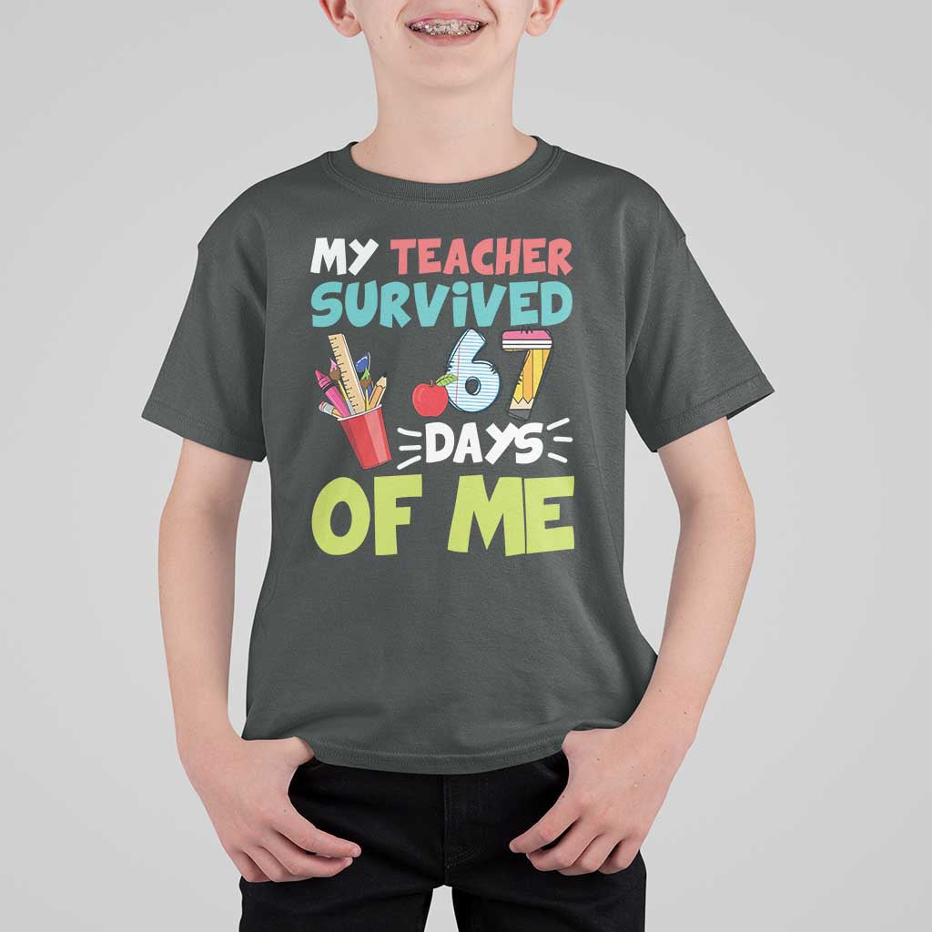 My Teacher Survived 67 Days Of Me T Shirt For Kid Funny Six Seven Teen Gen Z Alpha Meme - Wonder Print Shop