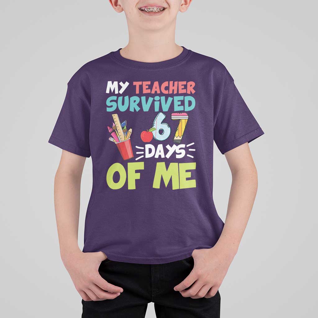 My Teacher Survived 67 Days Of Me T Shirt For Kid Funny Six Seven Teen Gen Z Alpha Meme - Wonder Print Shop