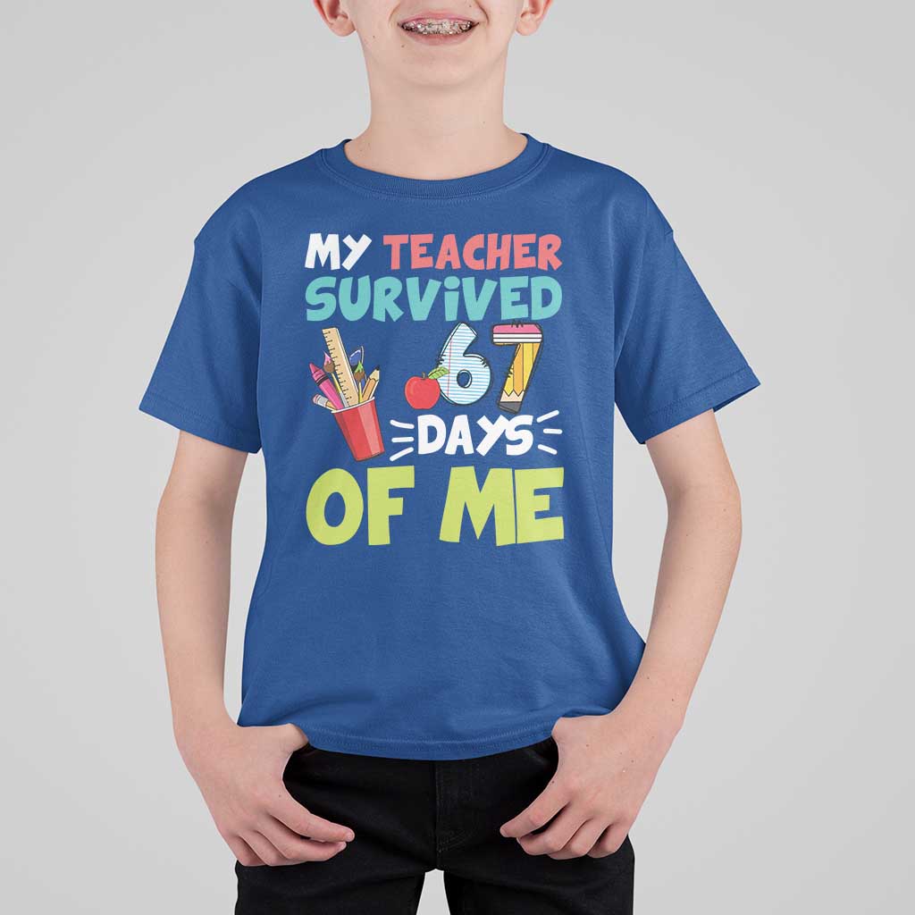 My Teacher Survived 67 Days Of Me T Shirt For Kid Funny Six Seven Teen Gen Z Alpha Meme - Wonder Print Shop