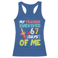 My Teacher Survived 67 Days Of Me Racerback Tank Top Funny Six Seven Teen Gen Z Alpha Meme - Wonder Print Shop