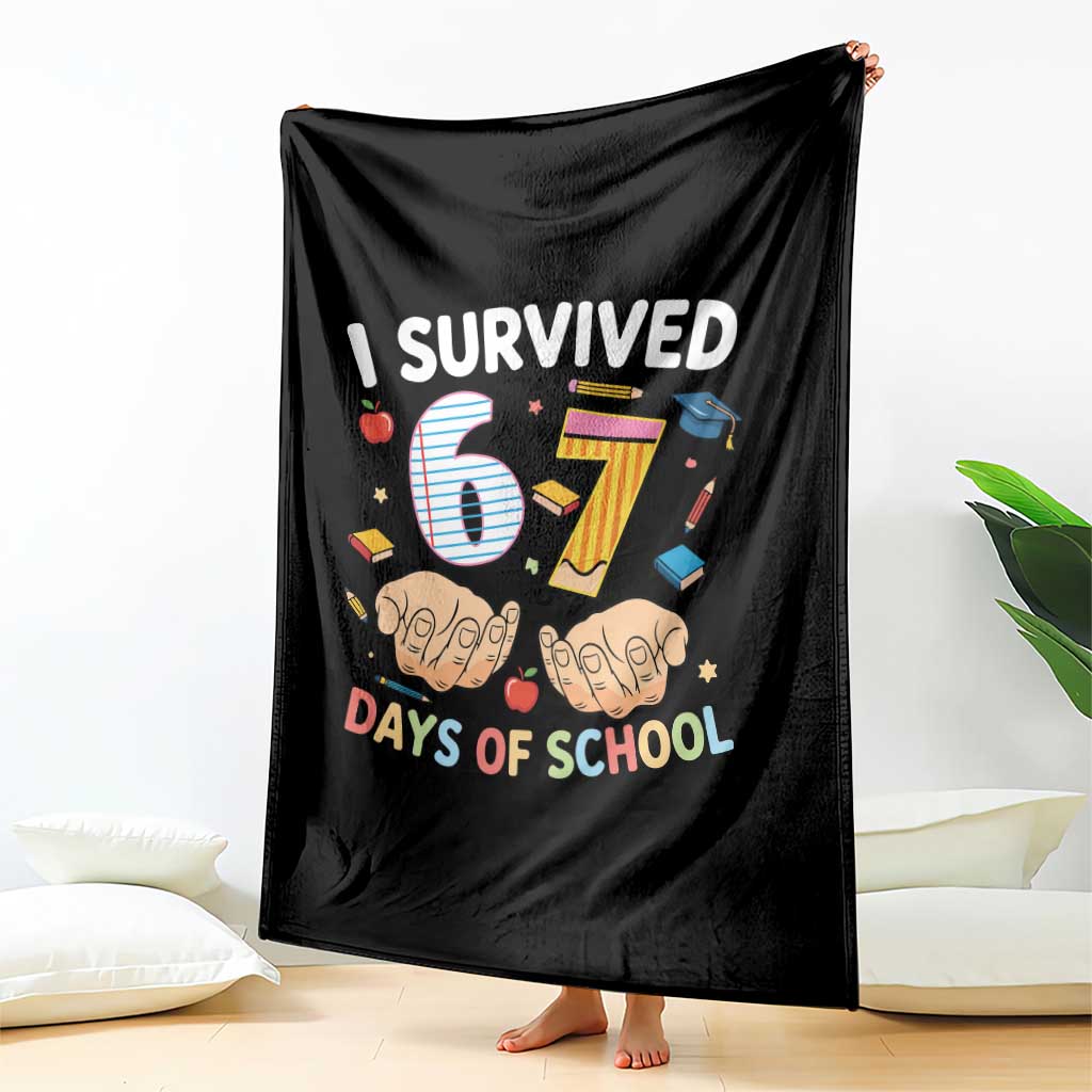 I Survived 67 Days of School Funny Six Seven Meme Throw Blanket - Wonder Print Shop