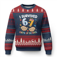 I Survived 67 Days of School Funny Six Seven Meme Ugly Christmas Sweater - Wonder Print Shop