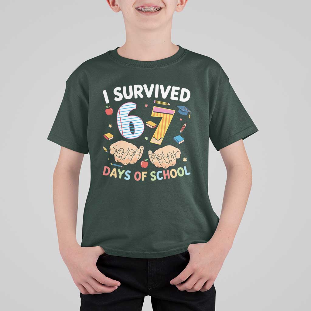 I Survived 67 Days of School Funny Six Seven Meme T Shirt For Kid - Wonder Print Shop