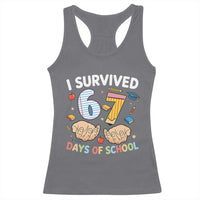I Survived 67 Days of School Funny Six Seven Meme Racerback Tank Top - Wonder Print Shop
