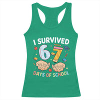 I Survived 67 Days of School Funny Six Seven Meme Racerback Tank Top - Wonder Print Shop
