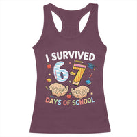 I Survived 67 Days of School Funny Six Seven Meme Racerback Tank Top - Wonder Print Shop