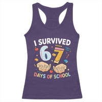 I Survived 67 Days of School Funny Six Seven Meme Racerback Tank Top - Wonder Print Shop
