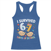 I Survived 67 Days of School Funny Six Seven Meme Racerback Tank Top - Wonder Print Shop