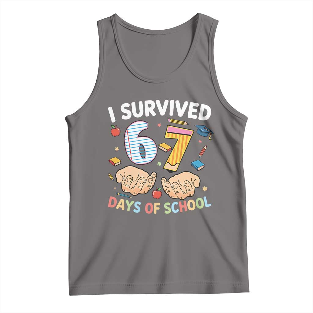 I Survived 67 Days of School Funny Six Seven Meme Tank Top - Wonder Print Shop