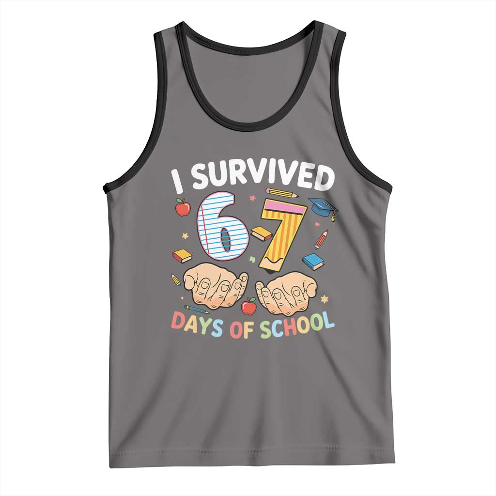 I Survived 67 Days of School Funny Six Seven Meme Tank Top - Wonder Print Shop