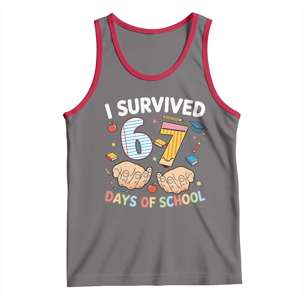 I Survived 67 Days of School Funny Six Seven Meme Tank Top - Wonder Print Shop