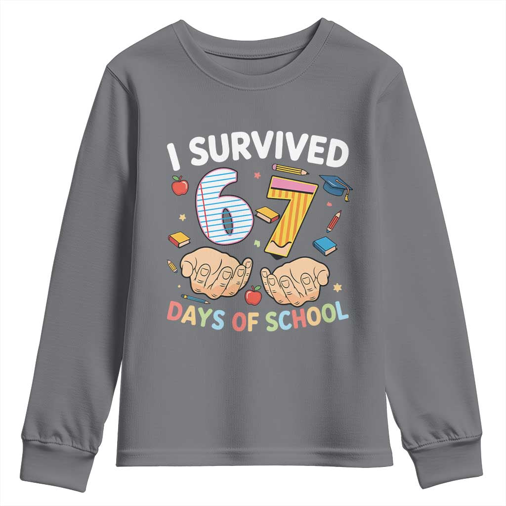 I Survived 67 Days of School Funny Six Seven Meme Youth Sweatshirt - Wonder Print Shop