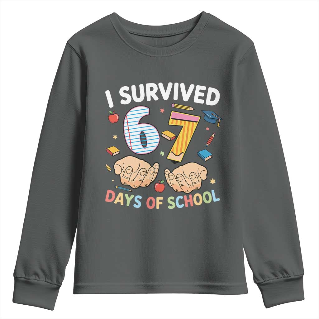 I Survived 67 Days of School Funny Six Seven Meme Youth Sweatshirt - Wonder Print Shop