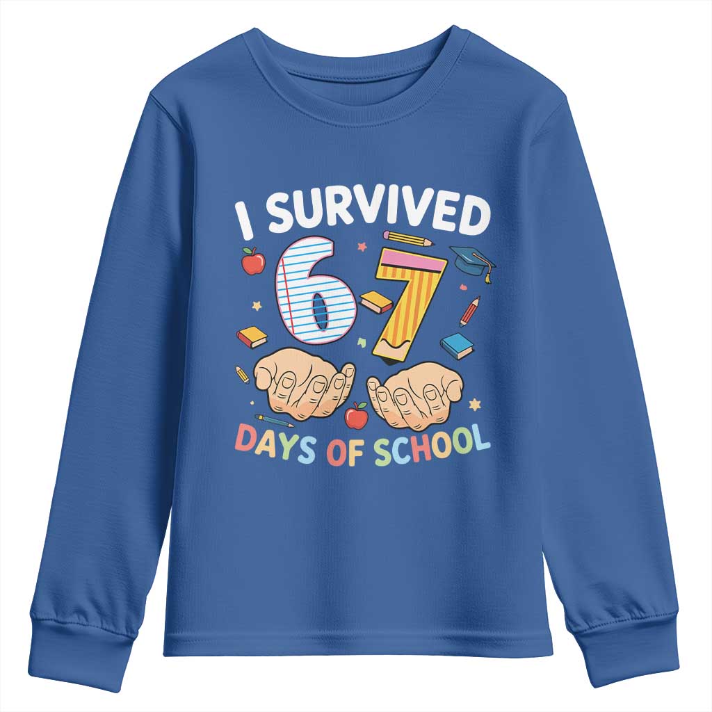 I Survived 67 Days of School Funny Six Seven Meme Youth Sweatshirt - Wonder Print Shop