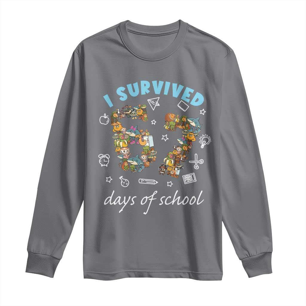 I Survived 67 Days of School Funny Six Seven Italian Brainrot Long Sleeve Shirt - Wonder Print Shop