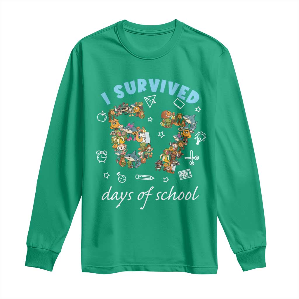 I Survived 67 Days of School Funny Six Seven Italian Brainrot Long Sleeve Shirt - Wonder Print Shop