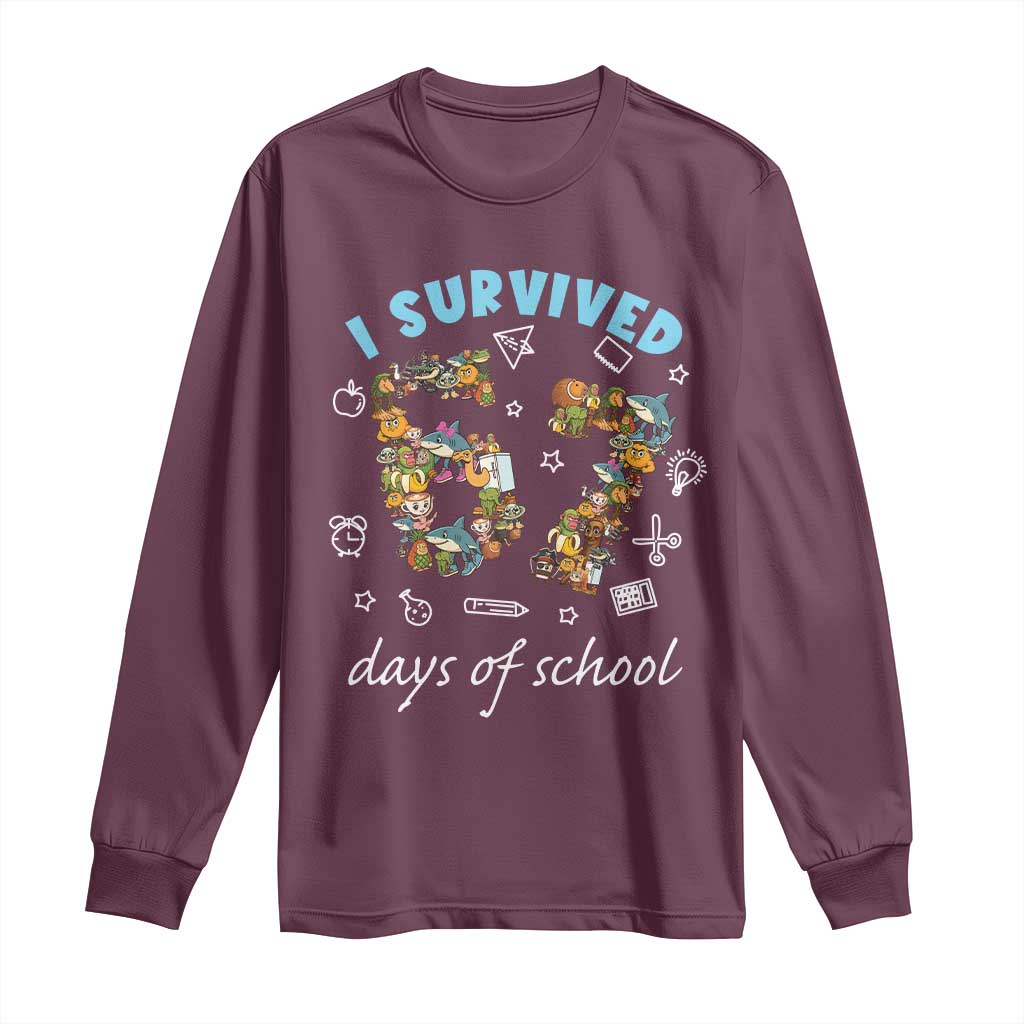 I Survived 67 Days of School Funny Six Seven Italian Brainrot Long Sleeve Shirt - Wonder Print Shop