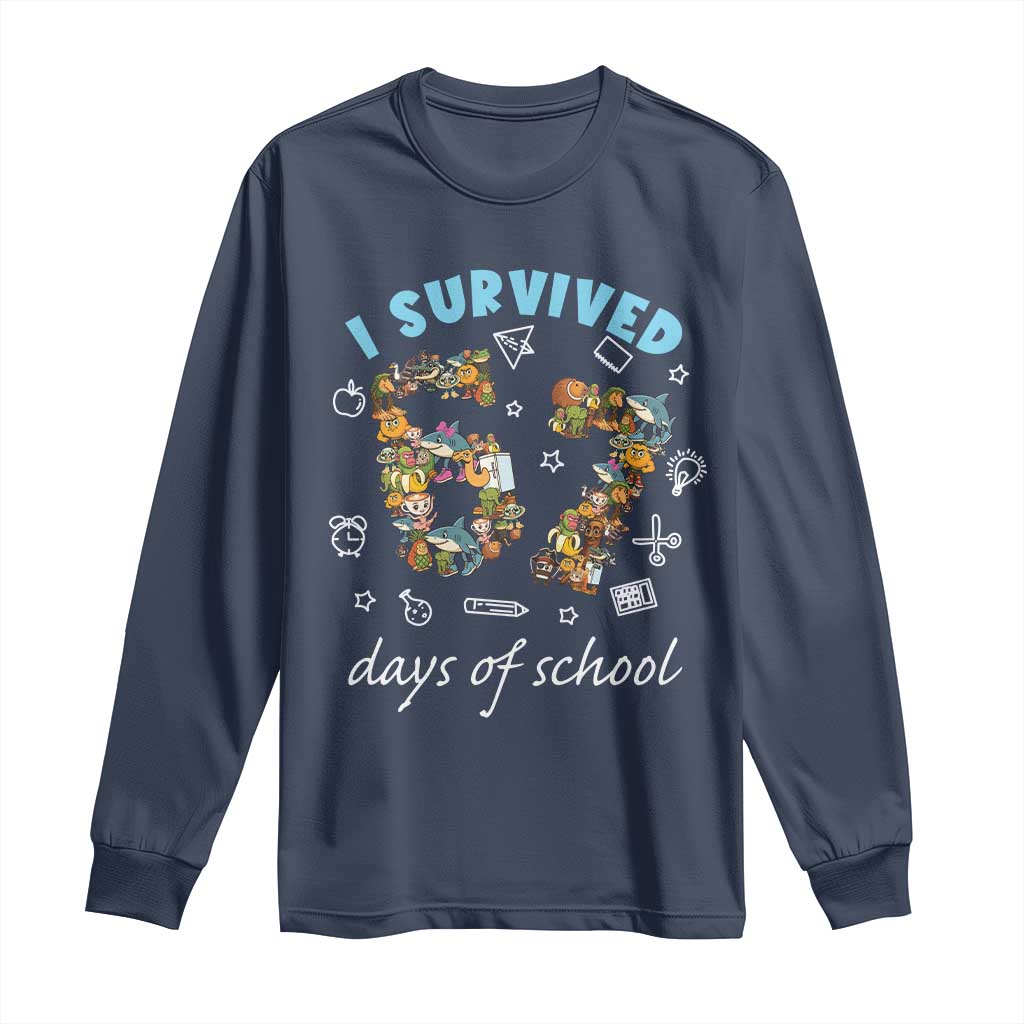 I Survived 67 Days of School Funny Six Seven Italian Brainrot Long Sleeve Shirt - Wonder Print Shop