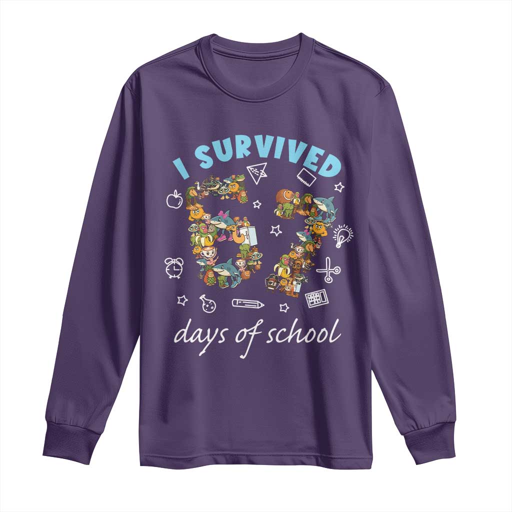 I Survived 67 Days of School Funny Six Seven Italian Brainrot Long Sleeve Shirt - Wonder Print Shop