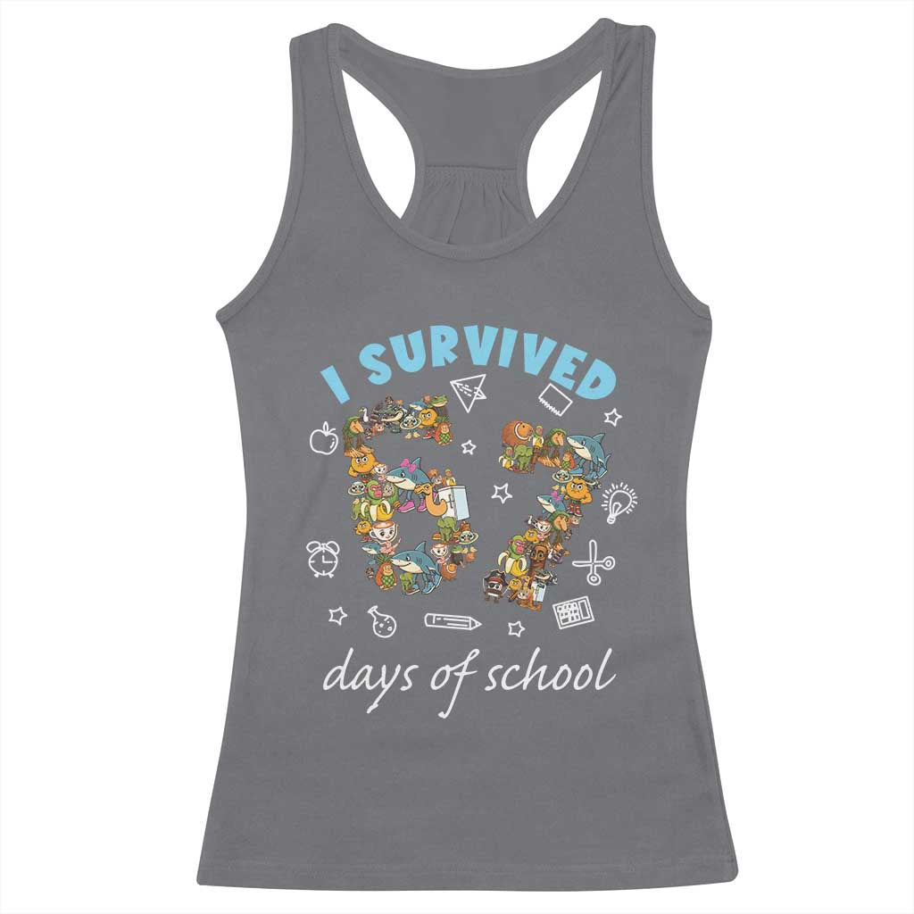 I Survived 67 Days of School Funny Six Seven Italian Brainrot Racerback Tank Top - Wonder Print Shop