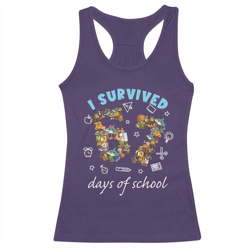 I Survived 67 Days of School Funny Six Seven Italian Brainrot Racerback Tank Top - Wonder Print Shop