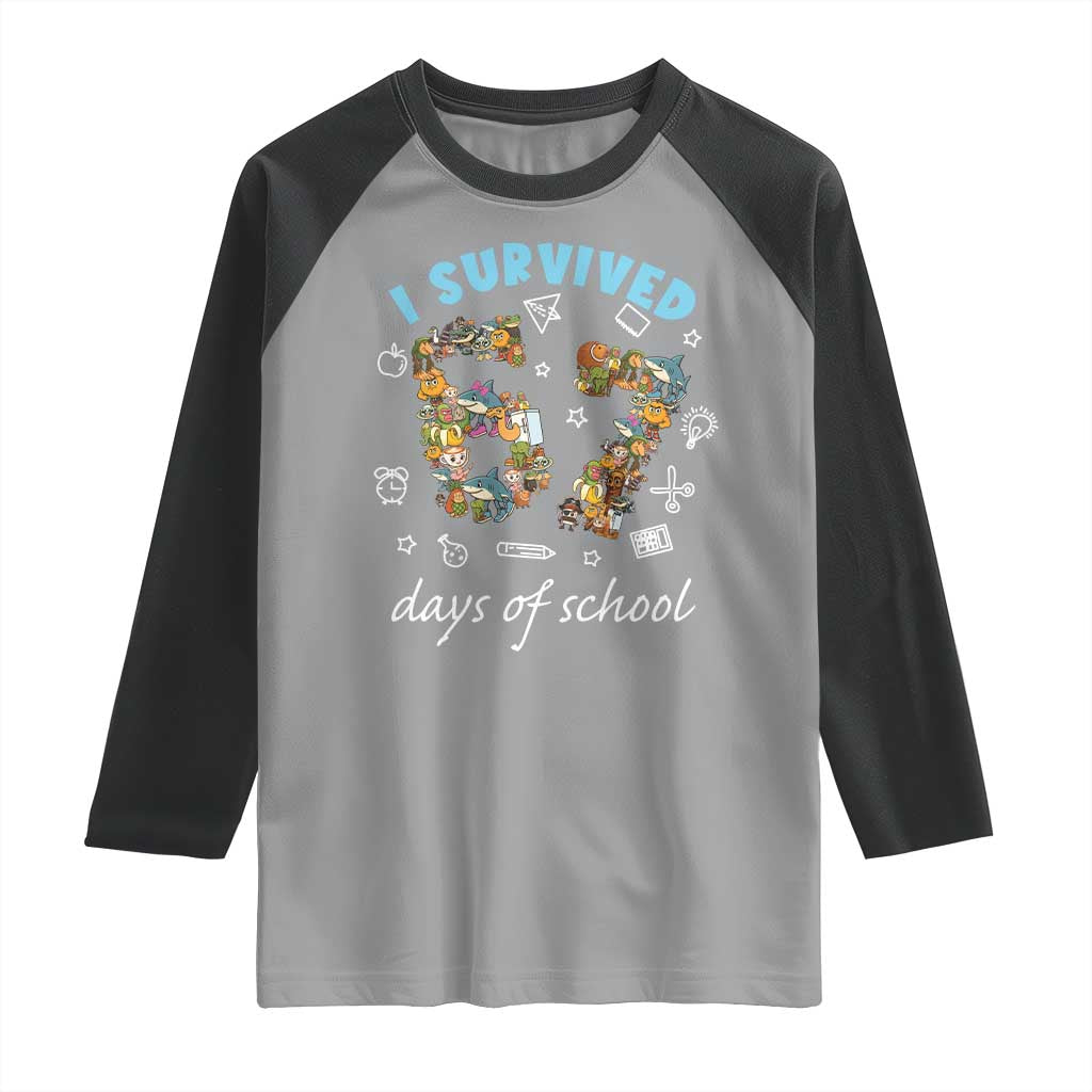 I Survived 67 Days of School Funny Six Seven Italian Brainrot Raglan Shirt - Wonder Print Shop