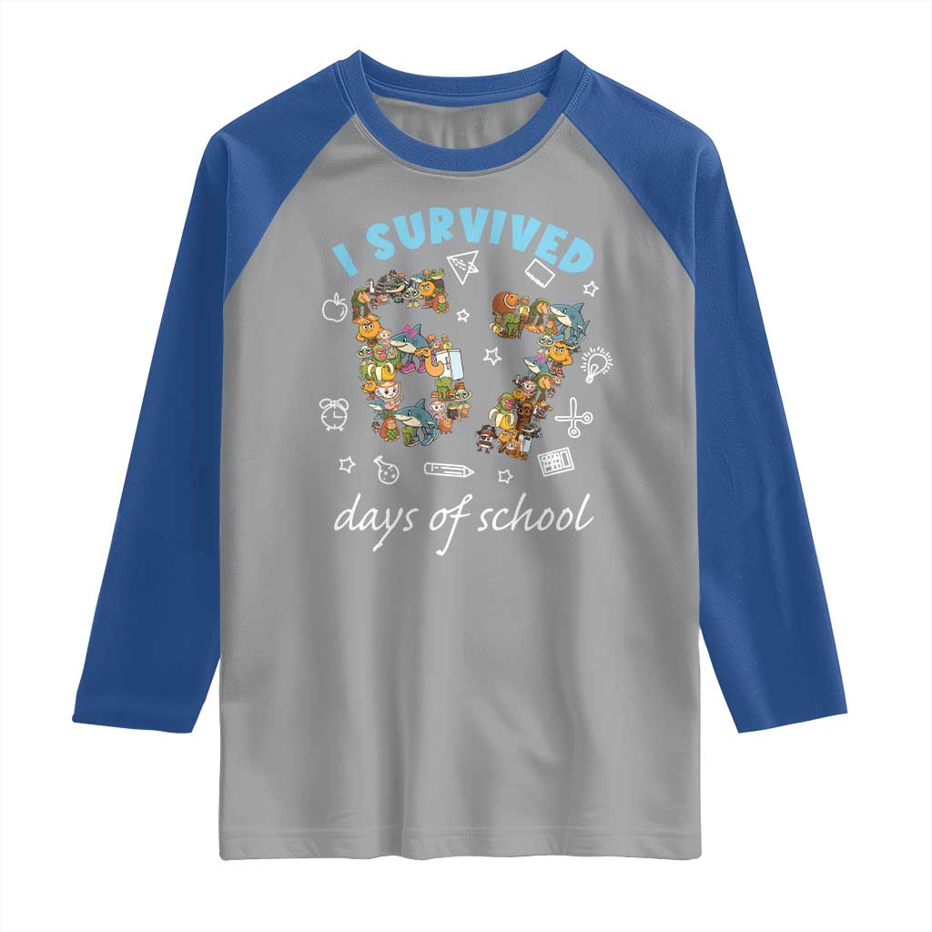 I Survived 67 Days of School Funny Six Seven Italian Brainrot Raglan Shirt - Wonder Print Shop