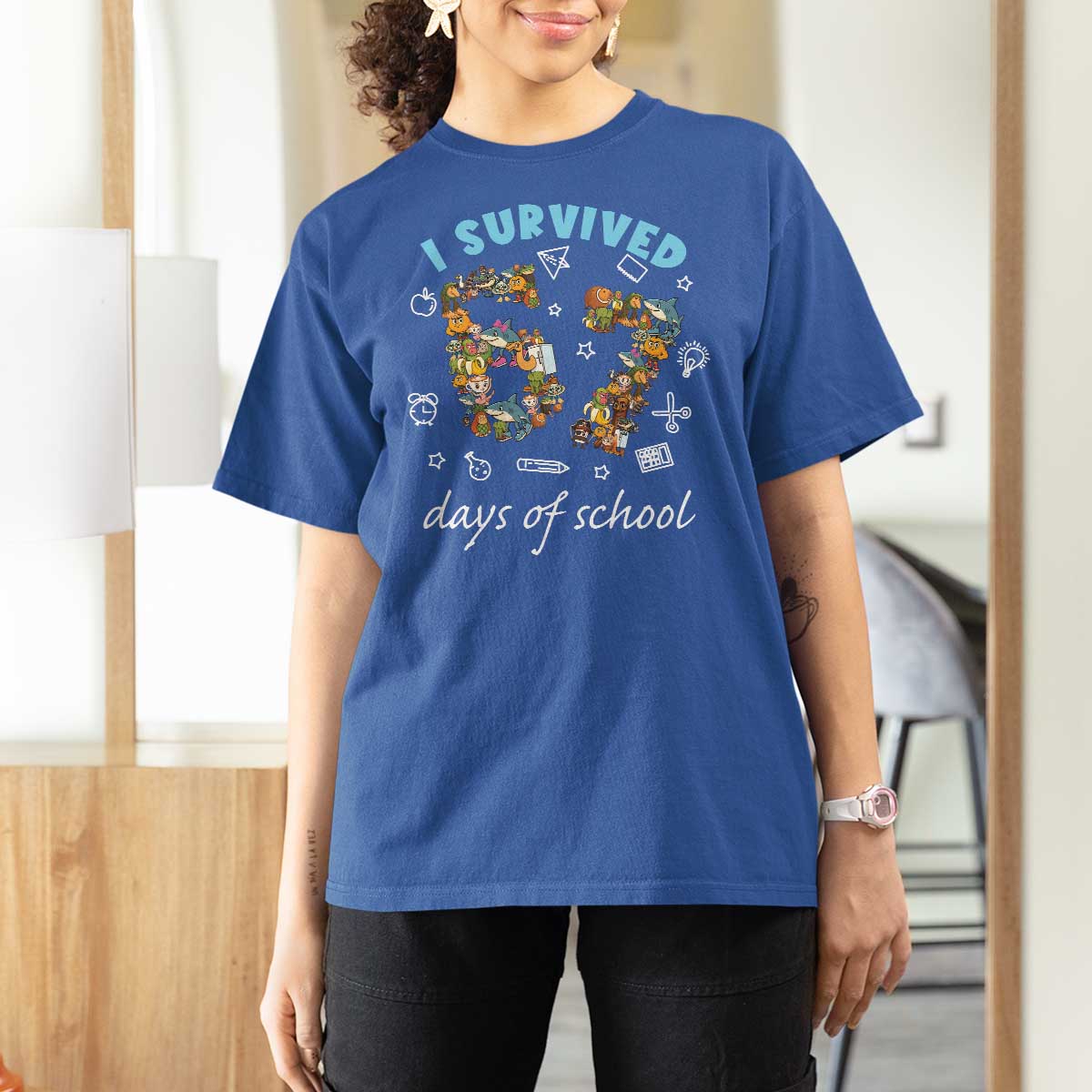 I Survived 67 Days of School Funny Six Seven Italian Brainrot T Shirt For Women - Wonder Print Shop