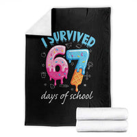 I Survived 67 Days of School Funny Six Seven Meme Throw Blanket Baseball Ice Cream Dripping - Wonder Print Shop