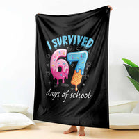 I Survived 67 Days of School Funny Six Seven Meme Throw Blanket Baseball Ice Cream Dripping - Wonder Print Shop