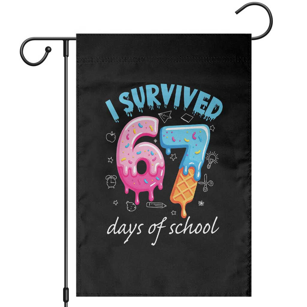 I Survived 67 Days of School Funny Six Seven Meme Garden Flag Baseball Ice Cream Dripping - Wonder Print Shop
