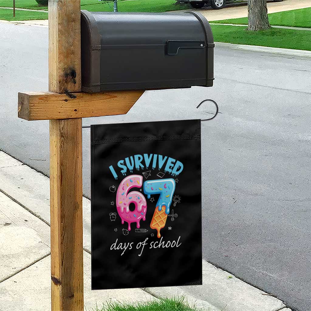 I Survived 67 Days of School Funny Six Seven Meme Garden Flag Baseball Ice Cream Dripping - Wonder Print Shop