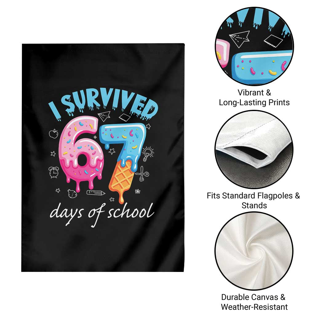 I Survived 67 Days of School Funny Six Seven Meme Garden Flag Baseball Ice Cream Dripping - Wonder Print Shop