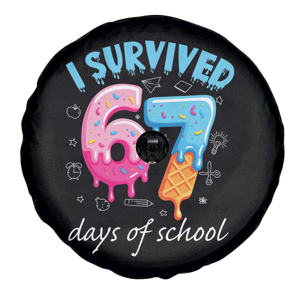 I Survived 67 Days of School Funny Six Seven Meme Spare Tire Cover Baseball Ice Cream Dripping - Wonder Print Shop