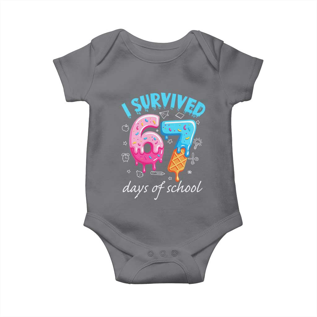 I Survived 67 Days of School Funny Six Seven Meme Baby Onesie Baseball Ice Cream Dripping - Wonder Print Shop