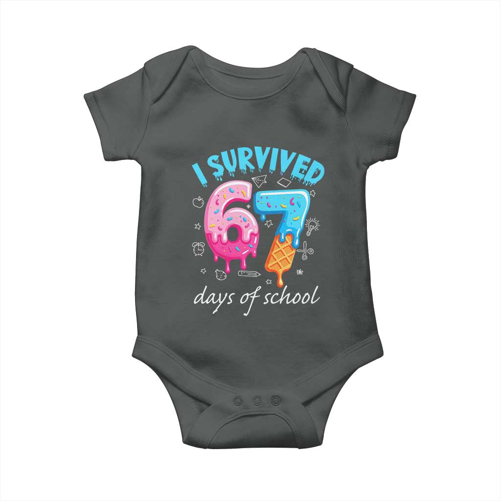 I Survived 67 Days of School Funny Six Seven Meme Baby Onesie Baseball Ice Cream Dripping - Wonder Print Shop