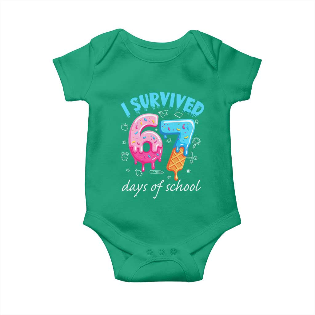 I Survived 67 Days of School Funny Six Seven Meme Baby Onesie Baseball Ice Cream Dripping - Wonder Print Shop