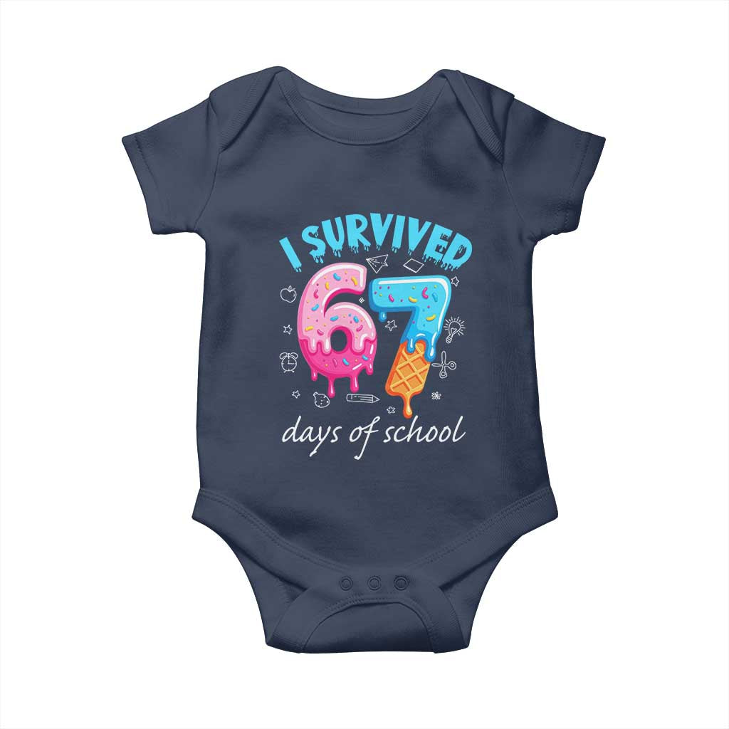 I Survived 67 Days of School Funny Six Seven Meme Baby Onesie Baseball Ice Cream Dripping - Wonder Print Shop