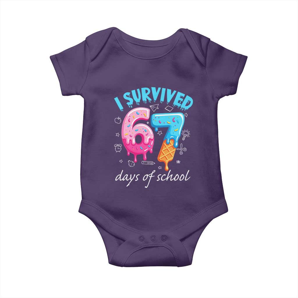 I Survived 67 Days of School Funny Six Seven Meme Baby Onesie Baseball Ice Cream Dripping - Wonder Print Shop