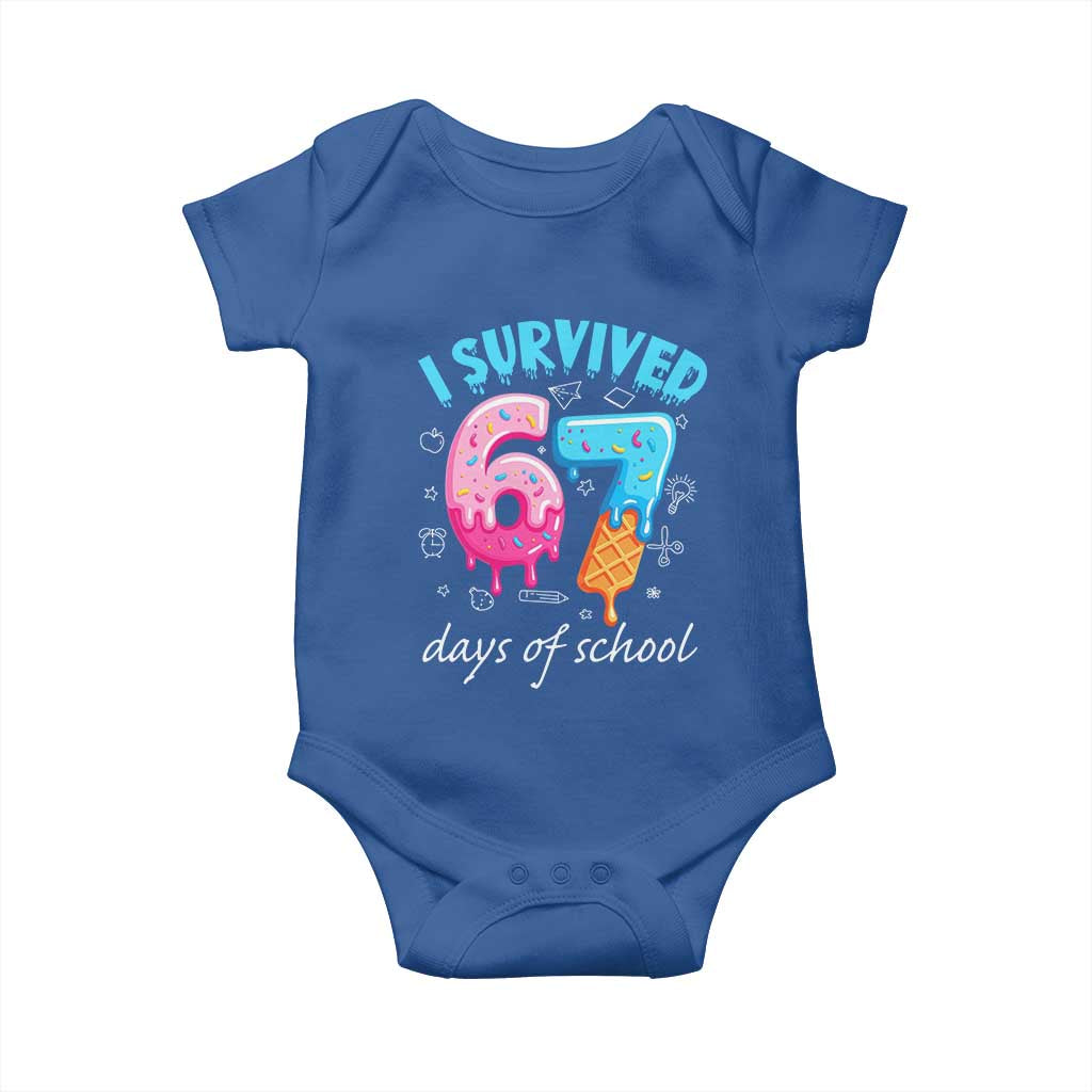 I Survived 67 Days of School Funny Six Seven Meme Baby Onesie Baseball Ice Cream Dripping - Wonder Print Shop